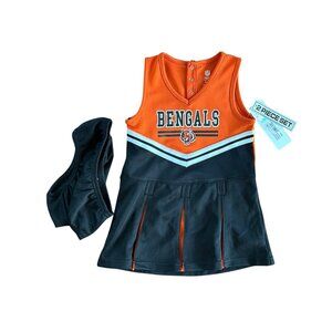Cincinnati Bengals 4T Girls Toddler Cheerleader Outfit Dress 2 Piece Set NWT